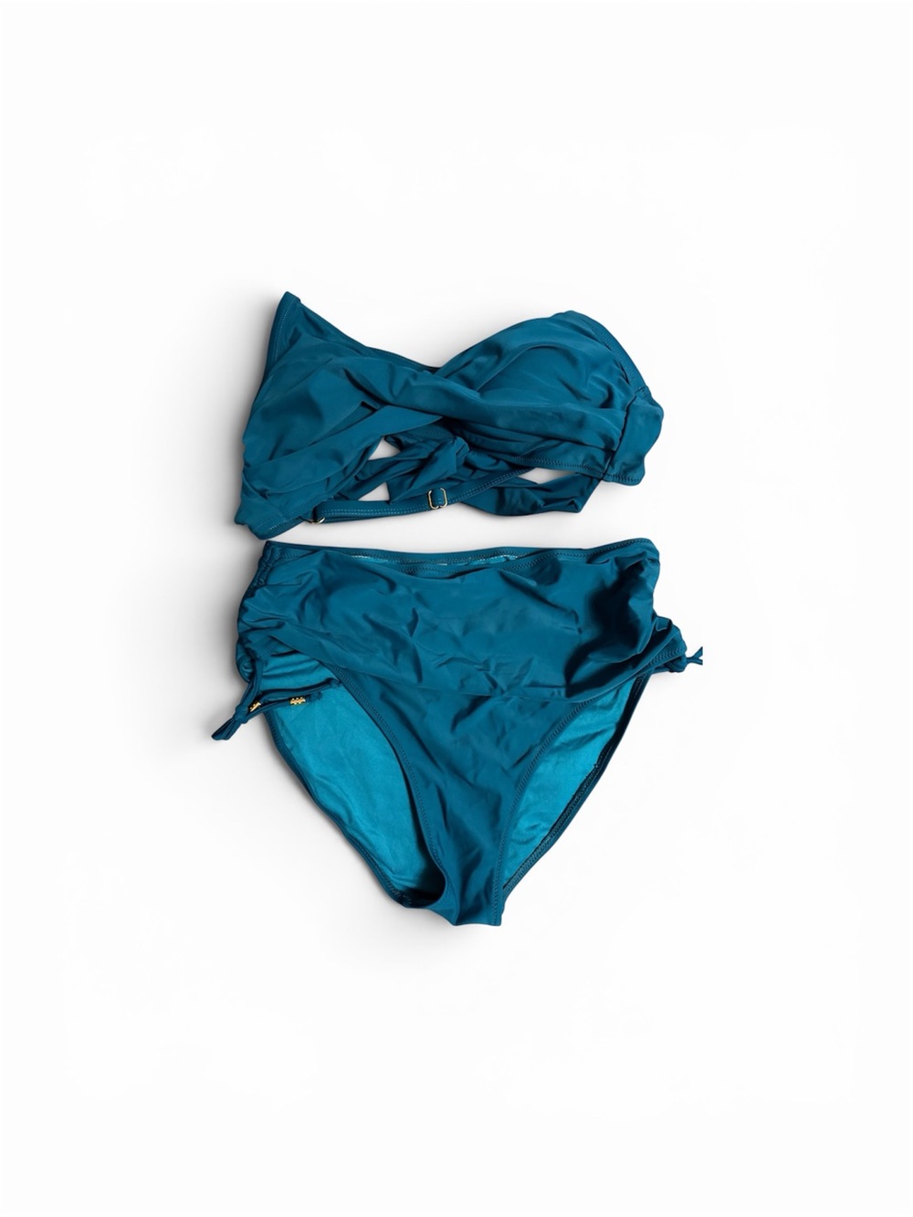 Twist-Front Teal Women's Bikini Set - Blooming Jelly